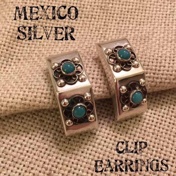 Vintage Mexico Sterling Silver Clip Earrings Boho - Picture 9 of 16